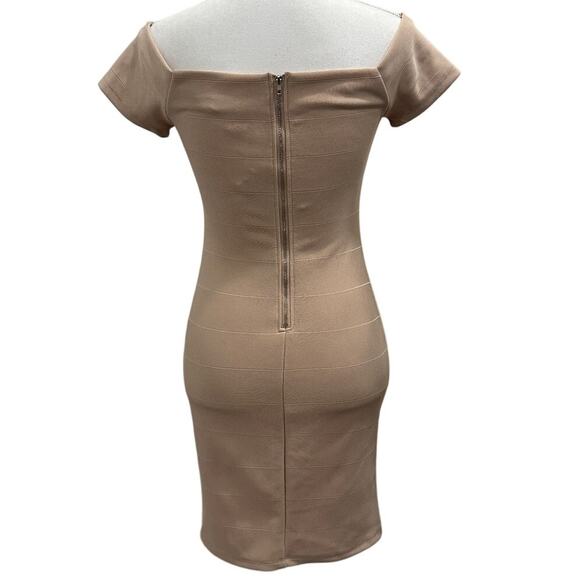 Forever 21 NWT Beige Off-Shoulder Knit Bodycon Bandage Mini Dress Going Out Club - Picture 3 of 9